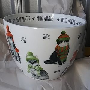 Christmas cat cup bone china